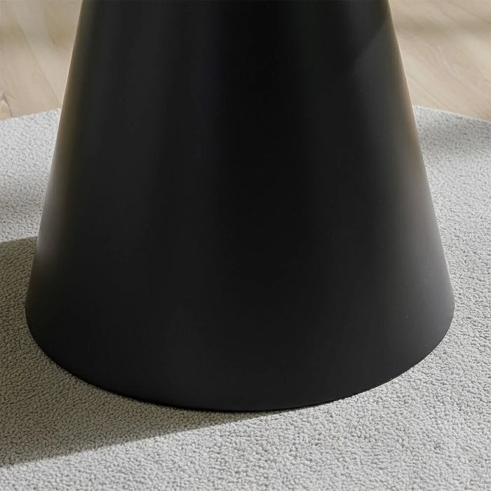 Hampton 4-Seater Round Dining Table - White/Matt Black - With 2-Year Warranty