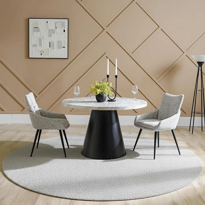 Hampton 4-Seater Round Dining Table - White/Matt Black - With 2-Year Warranty