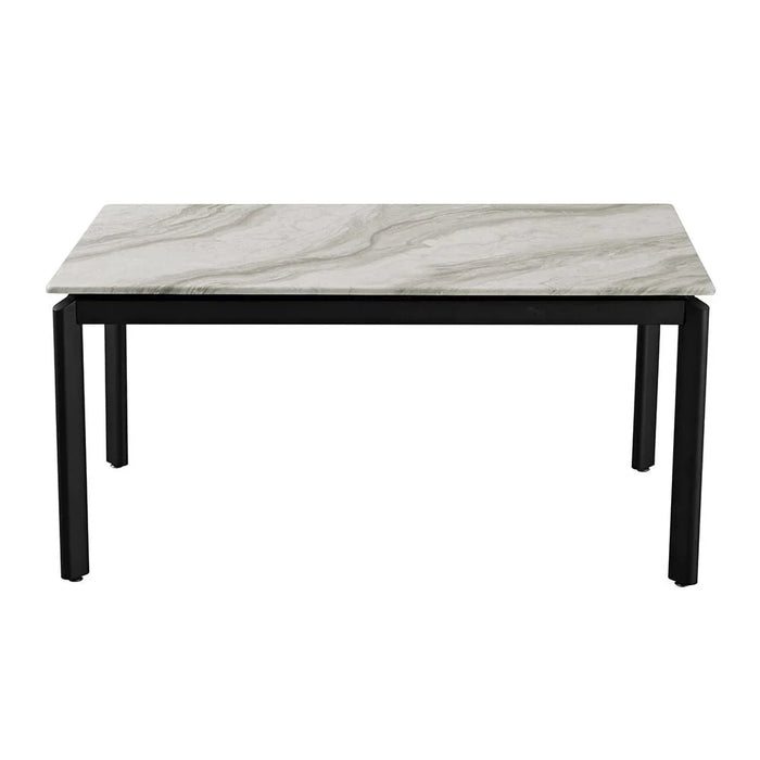 Flash 6-Seater Marble Top Dining Table - White Grey /Black - With 2-Year Warranty