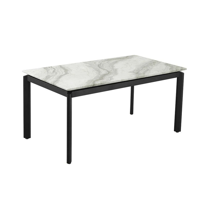 Flash 6-Seater Marble Top Dining Table - White Grey /Black - With 2-Year Warranty
