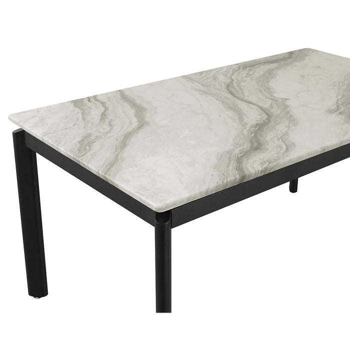 Flash 6-Seater Marble Top Dining Table - White Grey /Black - With 2-Year Warranty