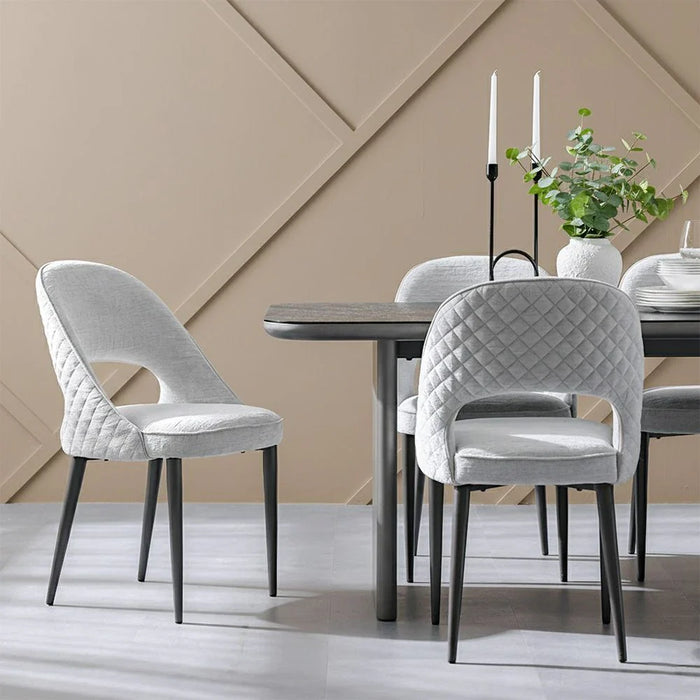Millo 1+6 Seater Glass Top Dining Set-Grey Metallic