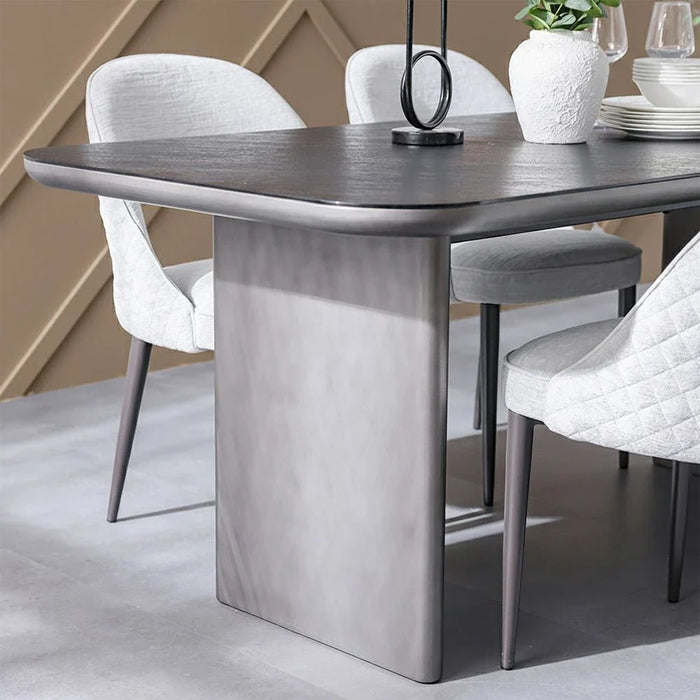 Millo 1+6 Seater Glass Top Dining Set-Grey Metallic