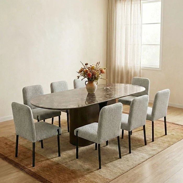Terrakai 1+8-Seater Stone Top Dining Set - Brown Pattern/Bronze - With 3-Year Warranty