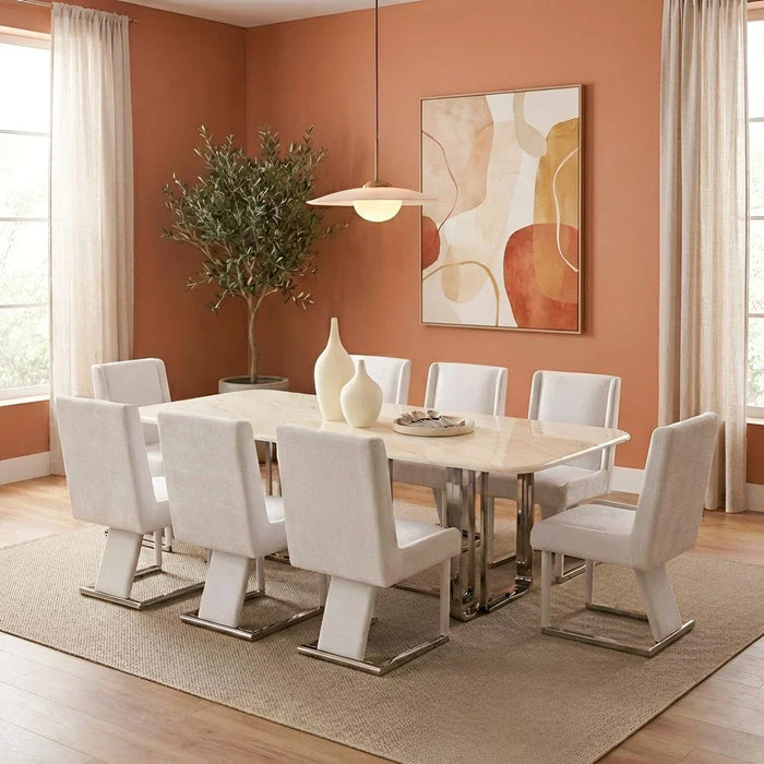Retrova 1+8 Seater Dining Set -White Grey /Gunmetal