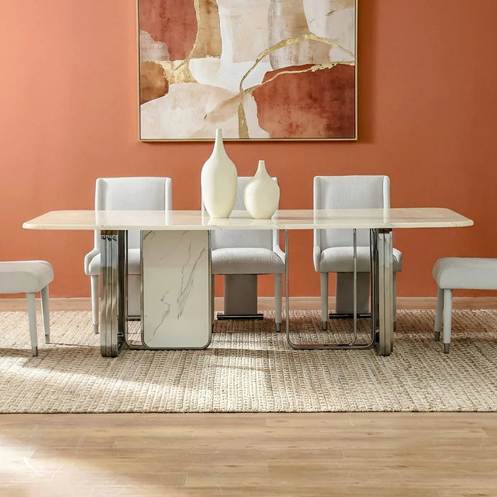 Retrova 1+8 Seater Dining Set -White Grey /Gunmetal