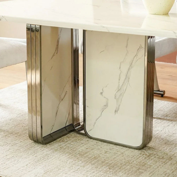 Retrova 1+8 Seater Dining Set -White Grey /Gunmetal