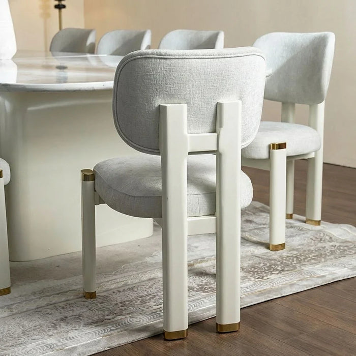 Qasr 1+10-Seater Marble Top Dining Set - White Grey/Pearl White - With 2-Year Warranty