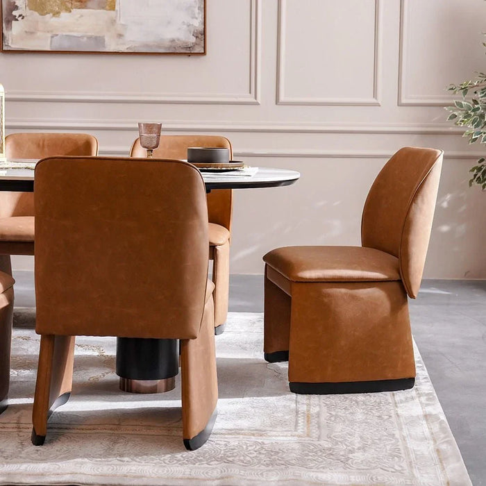 Tokishi 1+8-Seater Sintered Stone Top Dining Set - White/Brown - With 2-Year Warranty