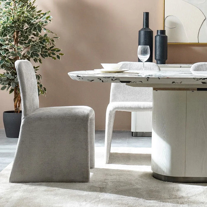 Akira 1+8-Seater Stone Top Dining Set - White/Grey - With 2-Year Warranty