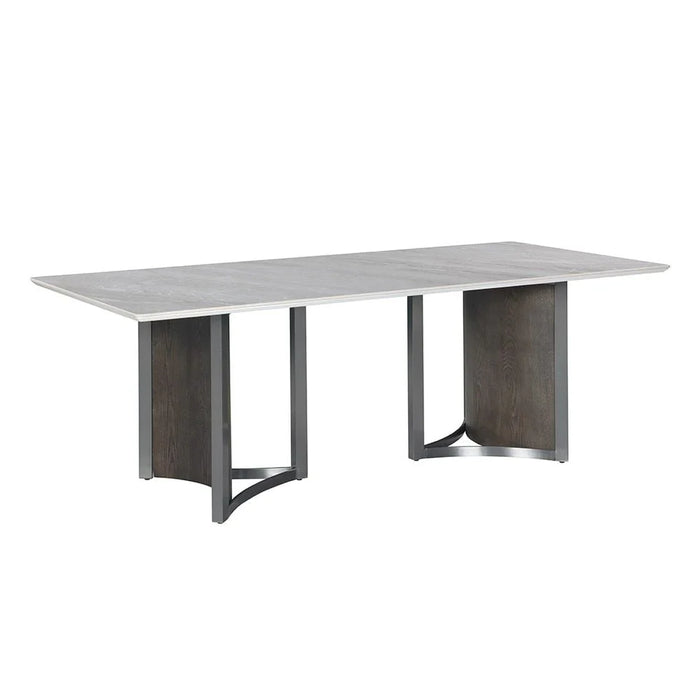 Stanford 1+8-Seater Sintered Stone Top Dining Set - Grey/Dark Walnut - With 2-Year Warranty