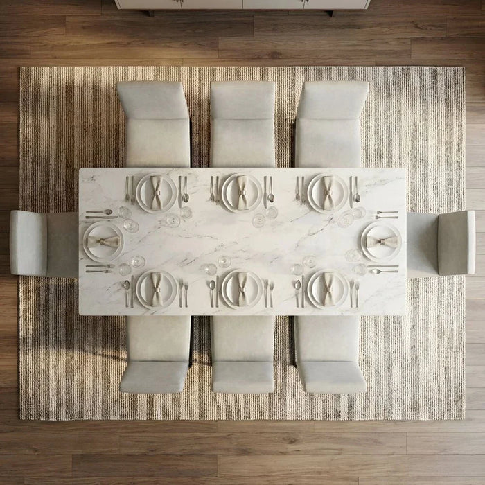 Stanford 1+8-Seater Sintered Stone Top Dining Set - Grey/Dark Walnut - With 2-Year Warranty