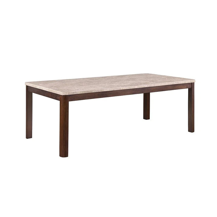 Brody 8-Seater Marble Top Dining Table - Beige/Walnut - With 2-Year Warranty