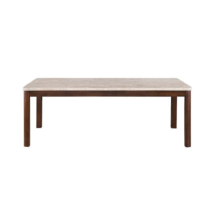 Brody 8-Seater Marble Top Dining Table - Beige/Walnut - With 2-Year Warranty