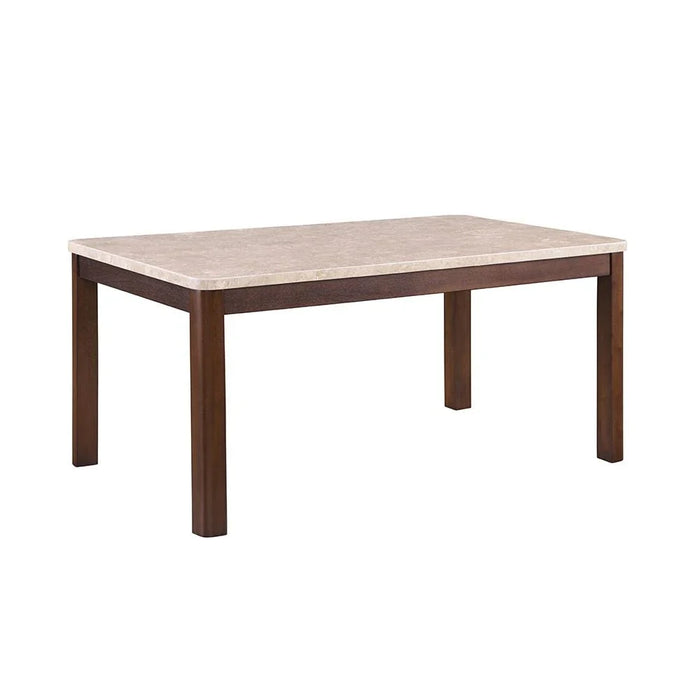 Brody 6-Seater Marble Top Dining Table - Beige/Walnut - With 2-Year Warranty