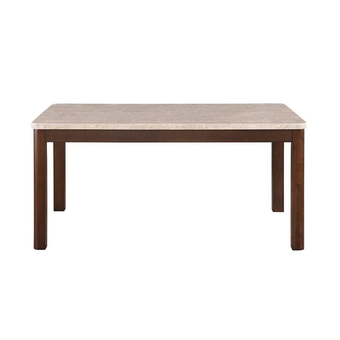Brody 6-Seater Marble Top Dining Table - Beige/Walnut - With 2-Year Warranty