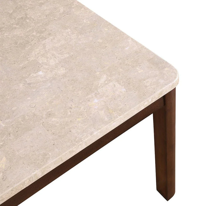 Brody 6-Seater Marble Top Dining Table - Beige/Walnut - With 2-Year Warranty