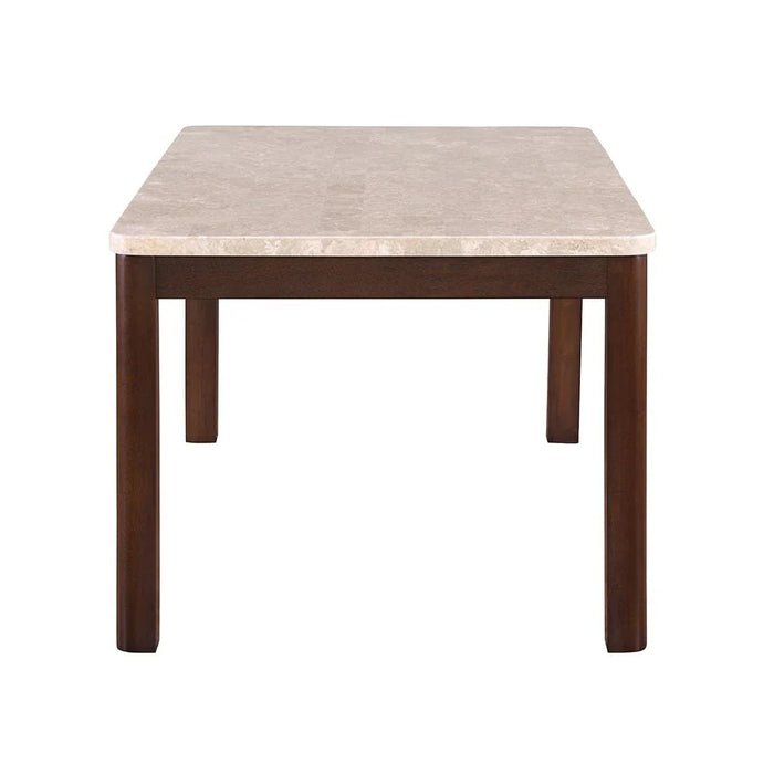 Brody 6-Seater Marble Top Dining Table - Beige/Walnut - With 2-Year Warranty