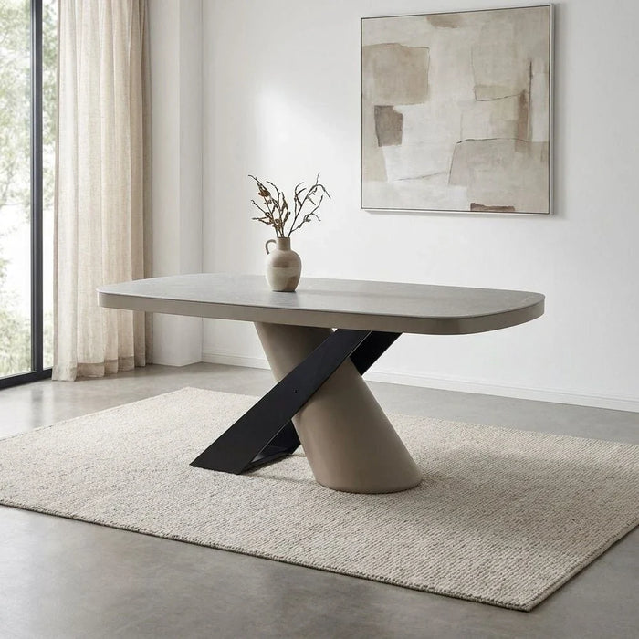 Meshville 6-Seater Glass Top Dining Table - Grey - With 2-Year Warranty