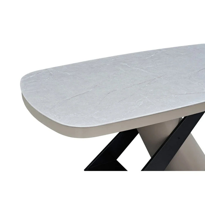 Meshville 6-Seater Glass Top Dining Table - Grey - With 2-Year Warranty