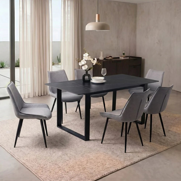Wellington 6-Seater Modular Dining Sintered Stone Tabletop - Black Pattern - With 2-Year Warranty