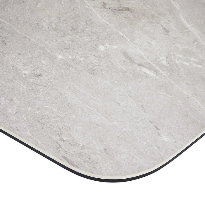 Midland 8 Seater Stone Top Dining Table-High Gloss Grey/Black