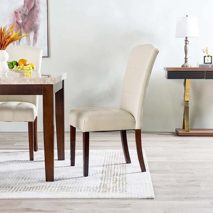 Brody Dining Chair Set of 2-Beige/Dark Walnut