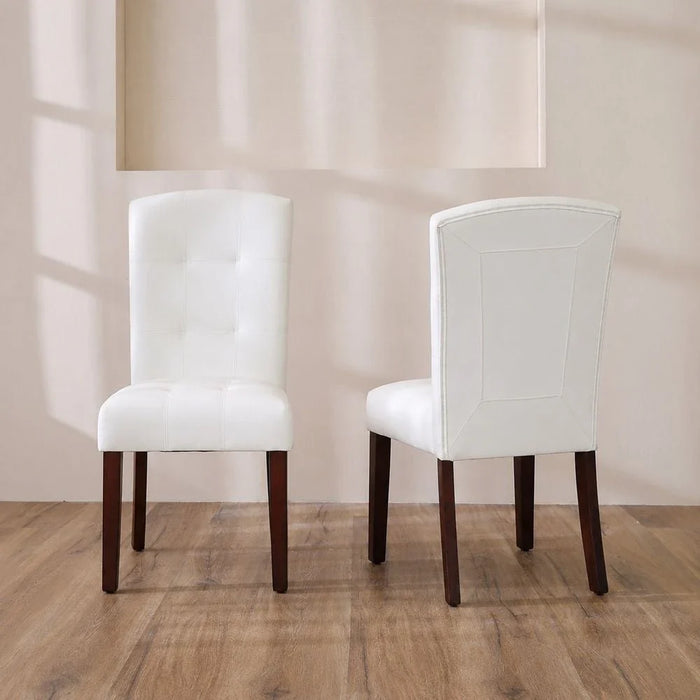 Brody Dining Chair Set of 2-White/Dark Walnut-With 2-Year Warranty