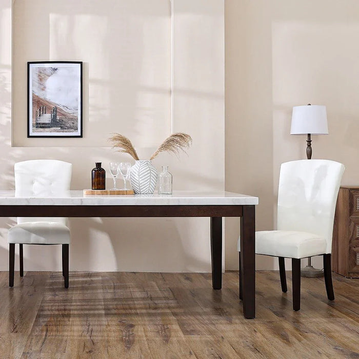 Brody Dining Chair Set of 2-White/Dark Walnut-With 2-Year Warranty
