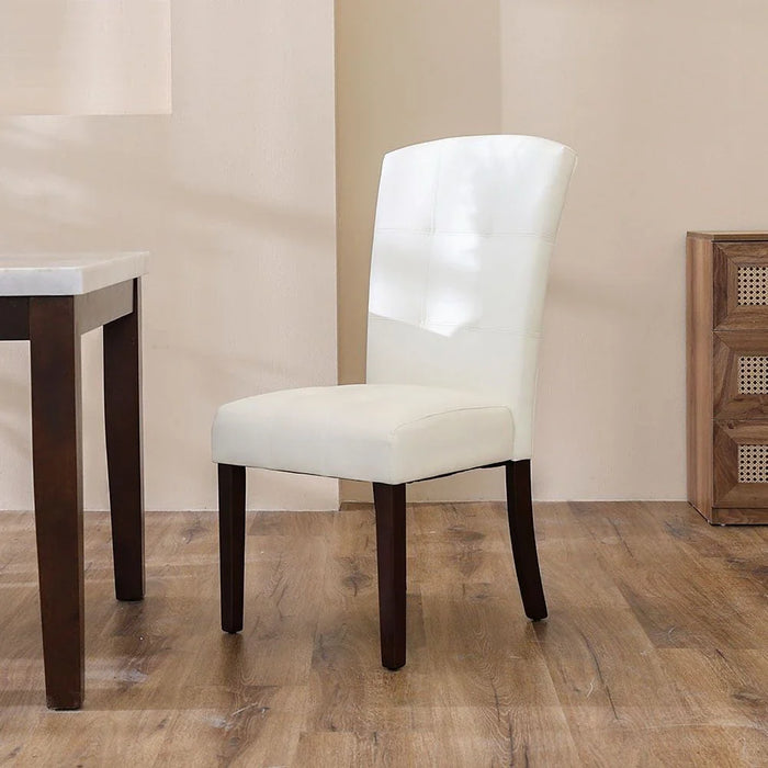 Brody Dining Chair Set of 2-White/Dark Walnut-With 2-Year Warranty