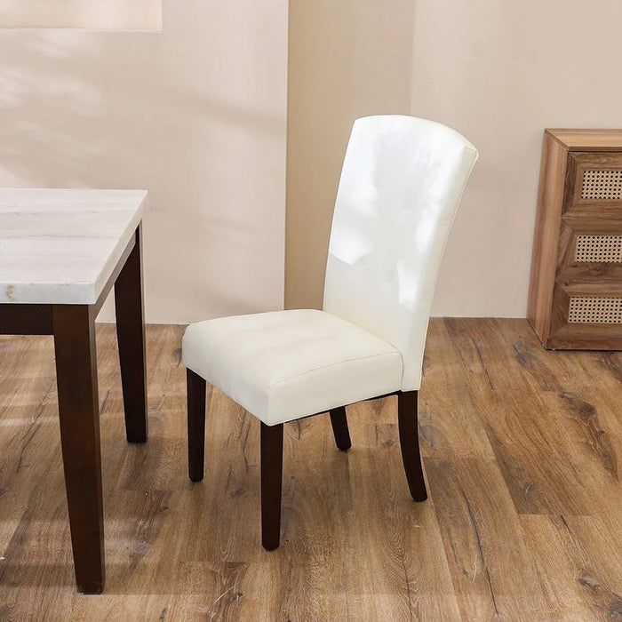 Brody Dining Chair Set of 2-White/Dark Walnut-With 2-Year Warranty