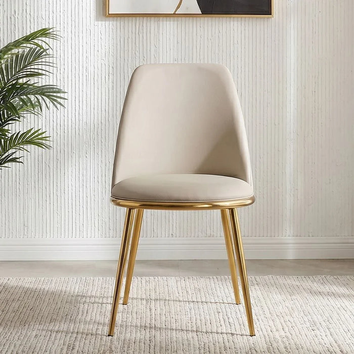 Niha Chair-Set of 2-Beige/Gold-With 2-Year Warranty