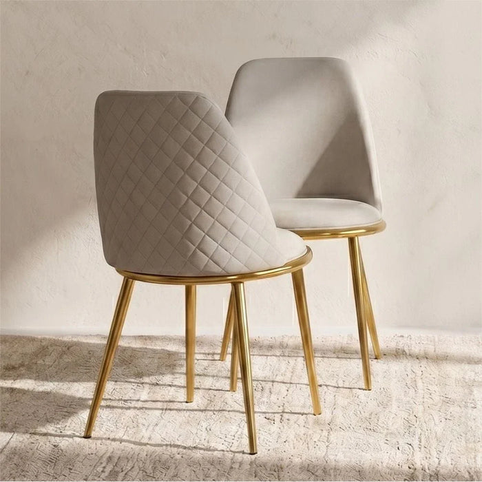 Niha Chair-Set of 2-Beige/Gold-With 2-Year Warranty