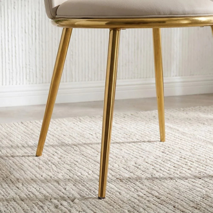 Niha Chair-Set of 2-Beige/Gold-With 2-Year Warranty