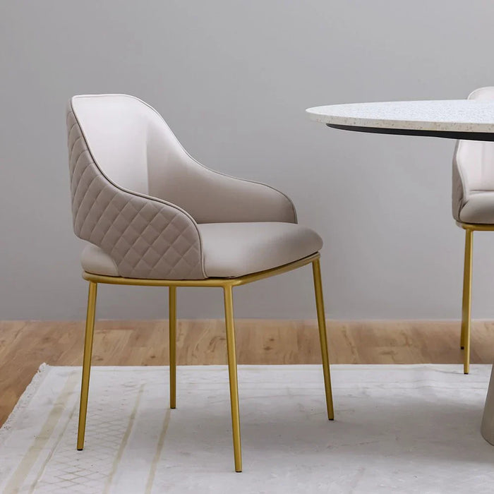 Margaret Dining Chair - Set of 2 - Beige/Gold - With 3-Year Warranty