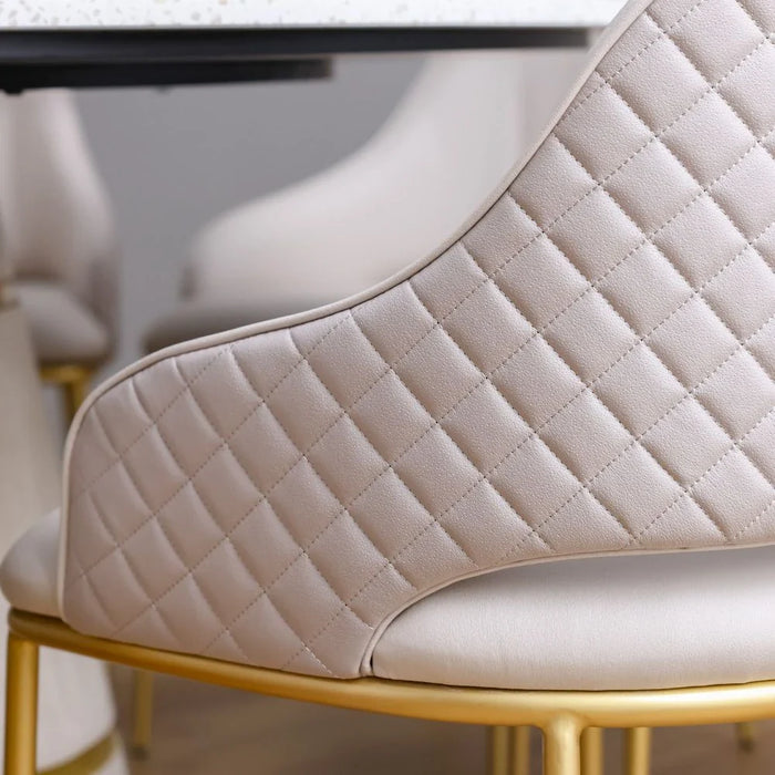 Margaret Dining Chair - Set of 2 - Beige/Gold - With 3-Year Warranty