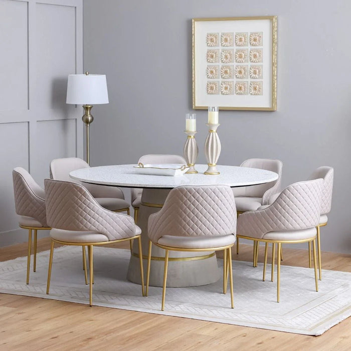 Margaret Dining Chair - Set of 2 - Beige/Gold - With 3-Year Warranty