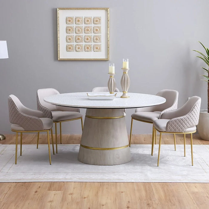 Margaret Dining Chair - Set of 2 - Beige/Gold - With 3-Year Warranty