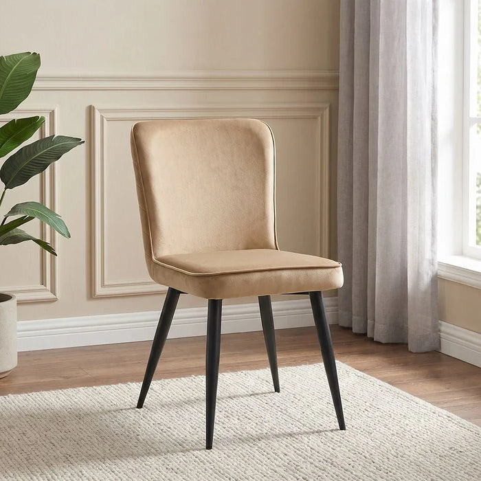 Santiago Set of 2 Fabric Dining Chairs - Taupe/Black - With 2-Year Warranty