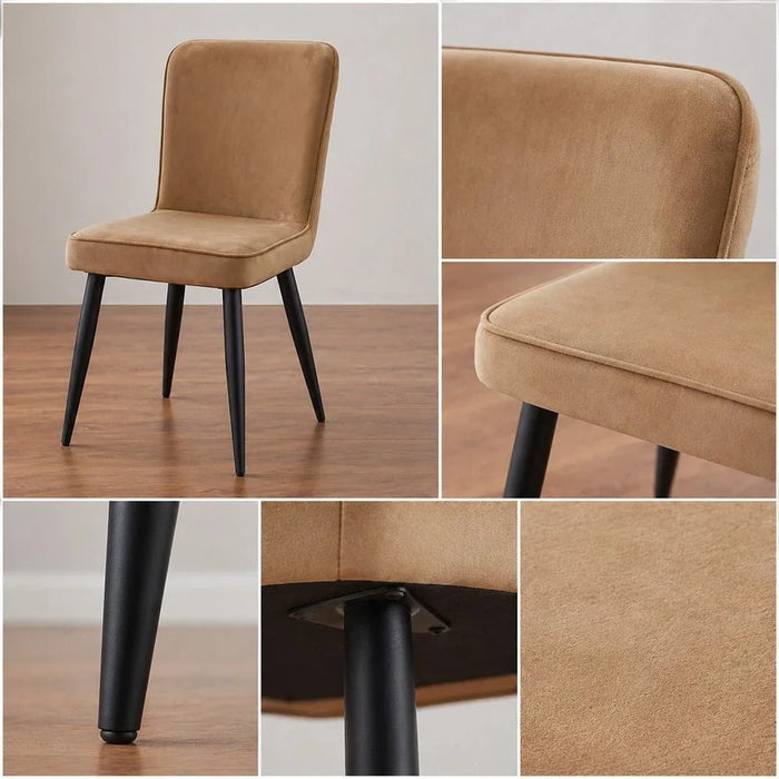 Santiago Set of 2 Fabric Dining Chairs - Taupe/Black - With 2-Year Warranty