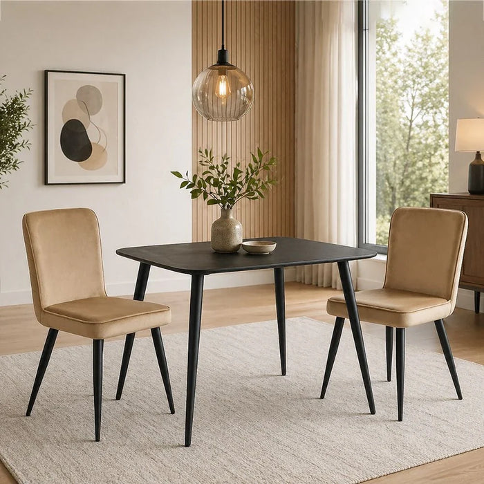 Santiago Set of 2 Fabric Dining Chairs - Taupe/Black - With 2-Year Warranty