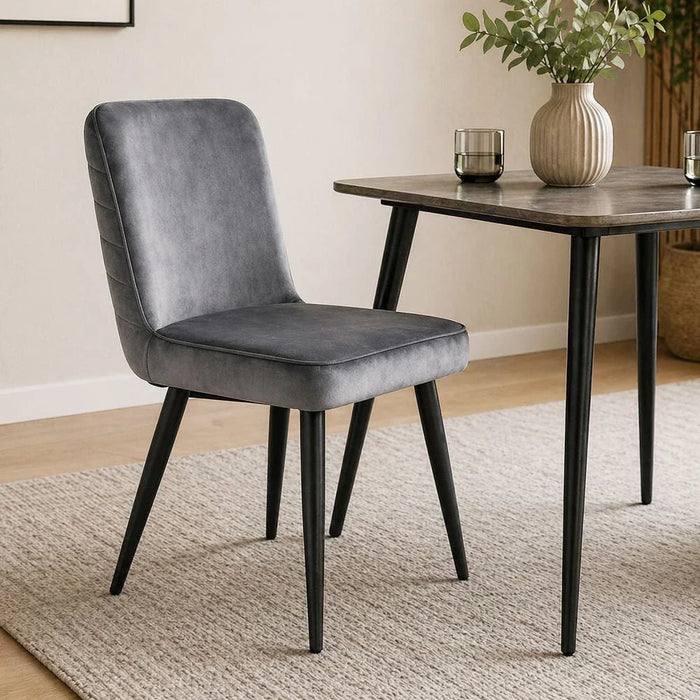 Santiago Fabric Dining Chair Set Of 2- D. Grey/Black