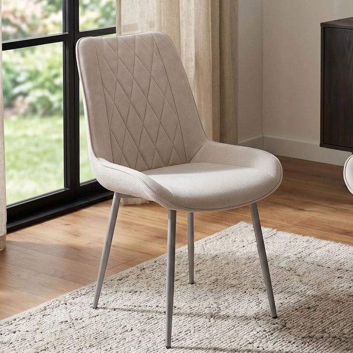 Wellington Dining Chair Set Of 2-Beige/Silver