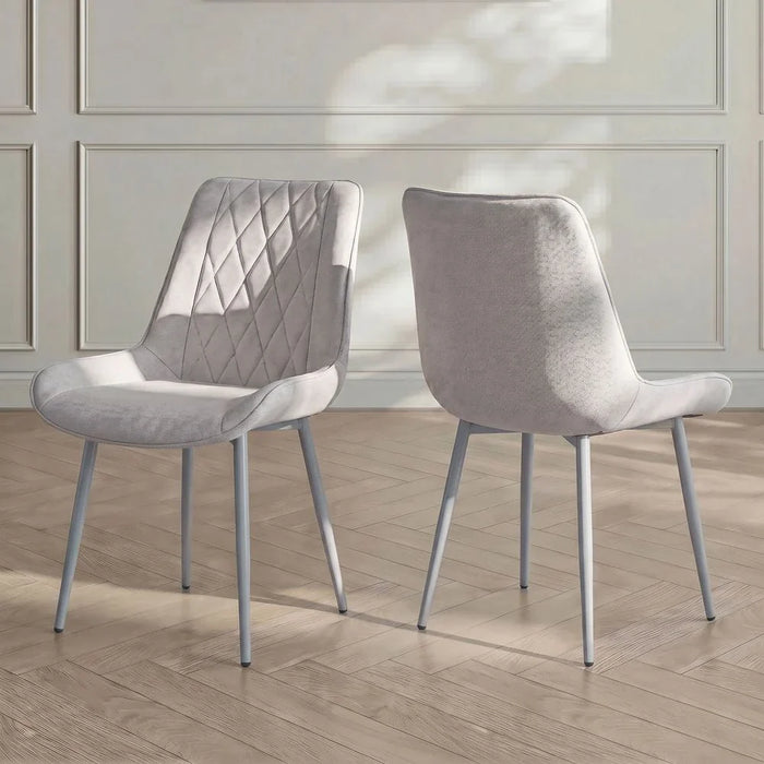 Wellington Dining Chair Set Of 2-Beige/Silver