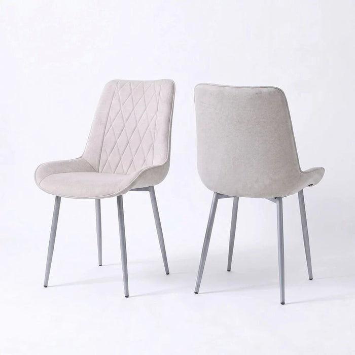 Wellington Dining Chair Set Of 2-Beige/Silver