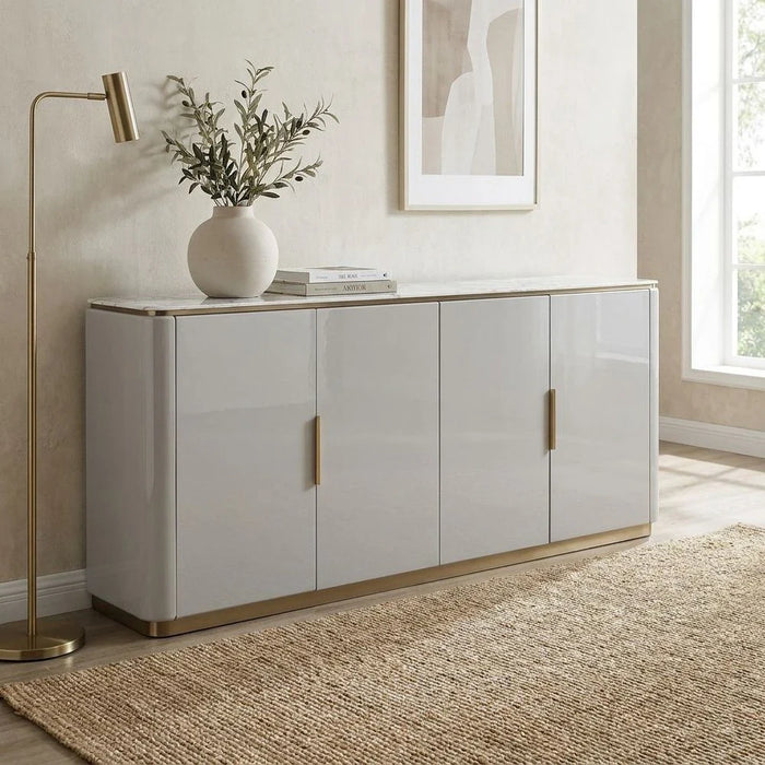 Fortville 4 Door High Gloss Sideboard-Light Grey