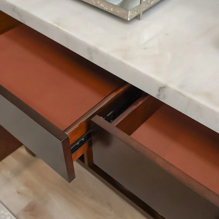Brody Marble Dining Server -White/Dark Walnut