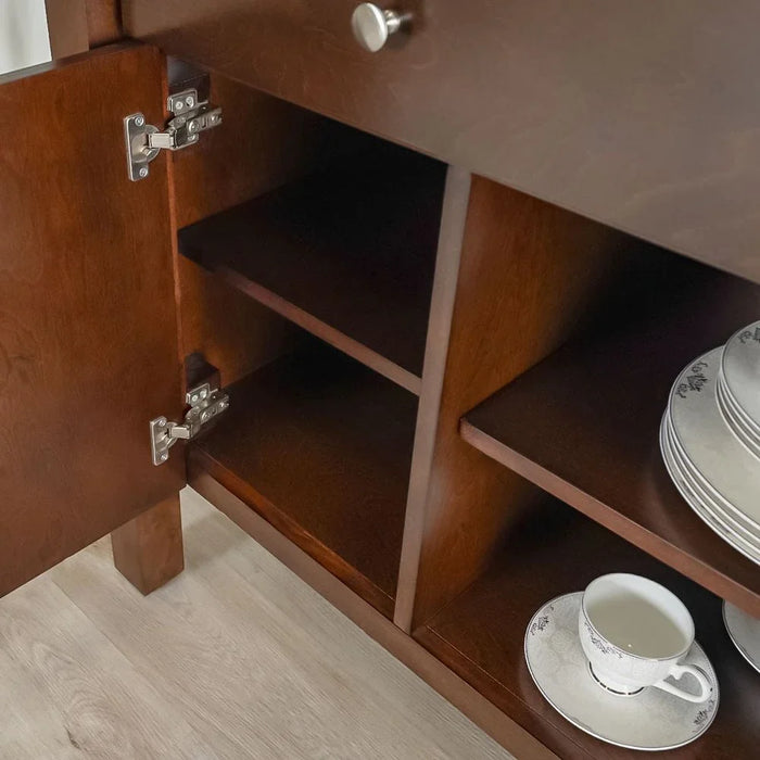 Brody Marble Dining Server -White/Dark Walnut