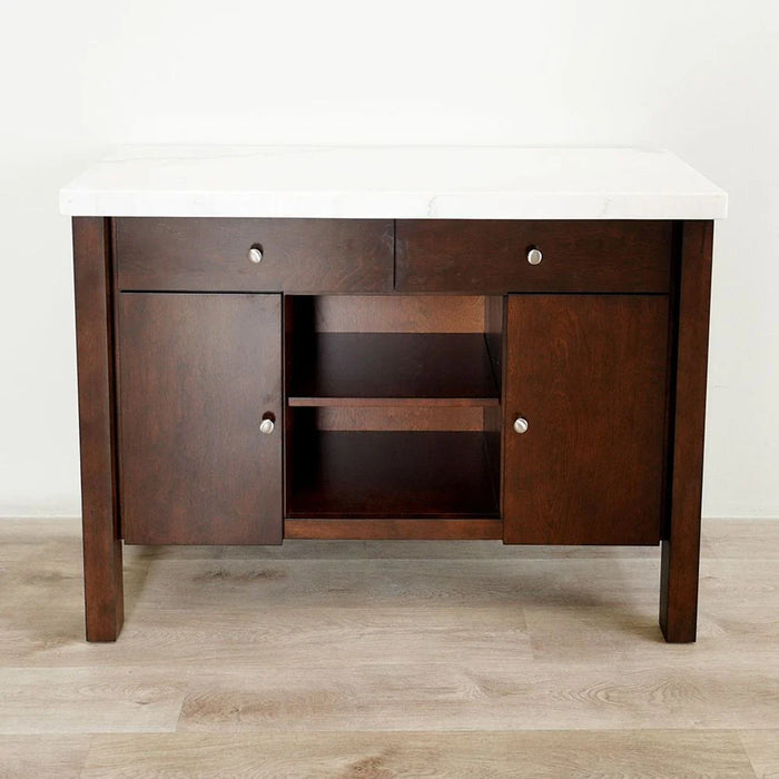 Brody Marble Dining Server -White/Dark Walnut