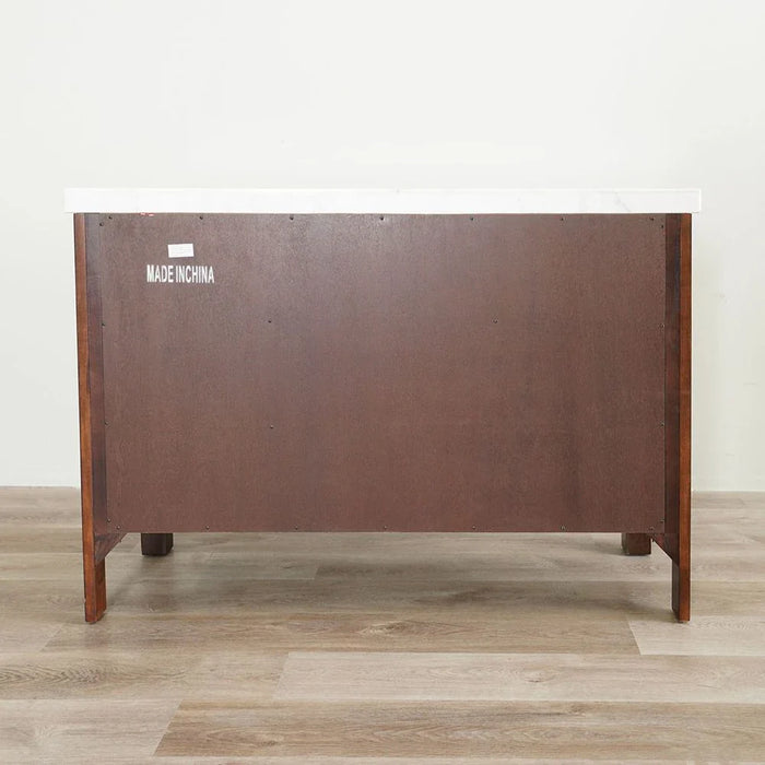 Brody Marble Dining Server -White/Dark Walnut